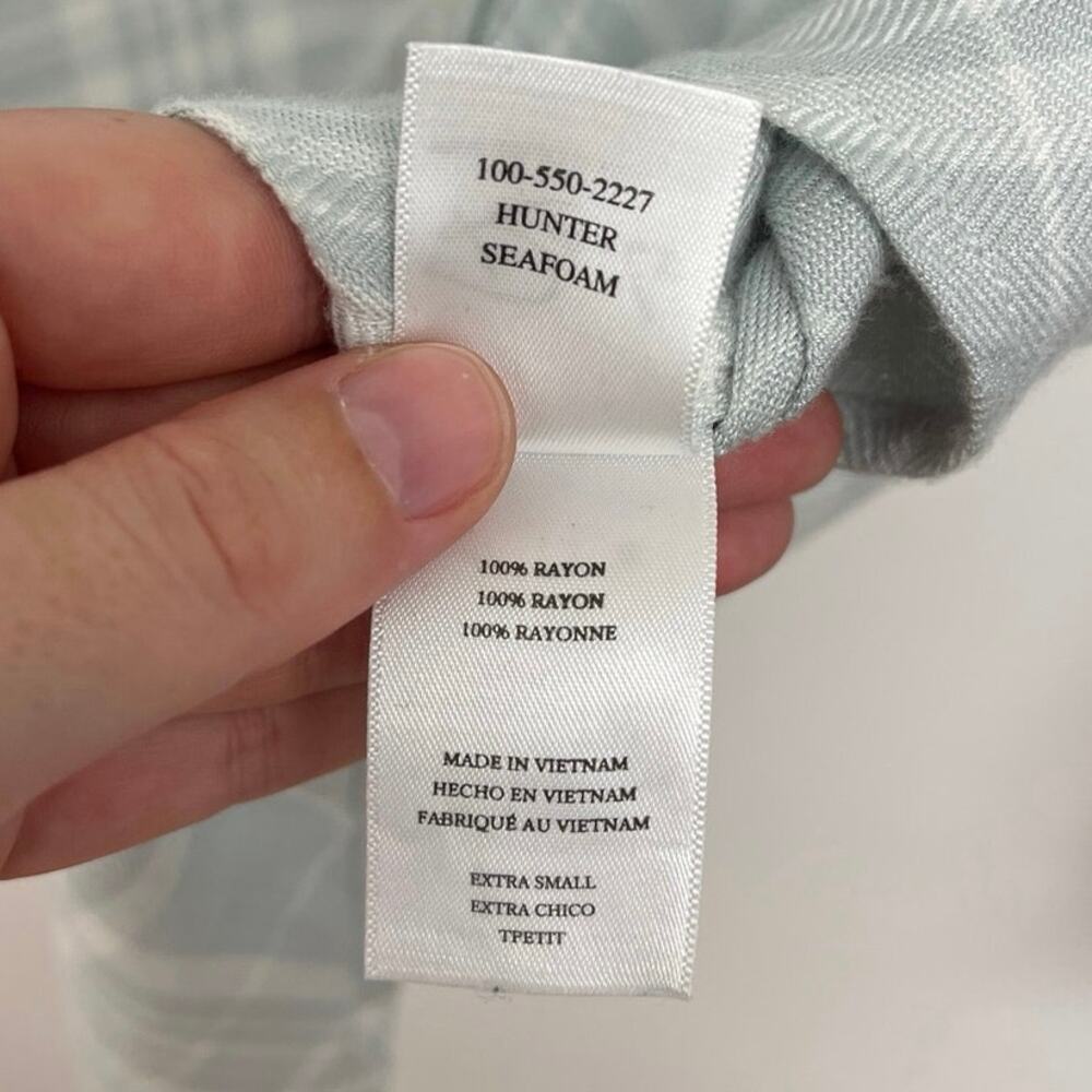 NWOT Rails Hunter Flannel Pastel Plaid Soft Rayon Button-Down Shirt Seafoam XS - Picture 9 of 12